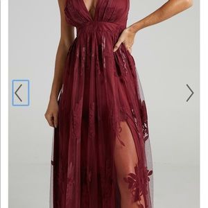 Floral Flocked Mesh Maxi